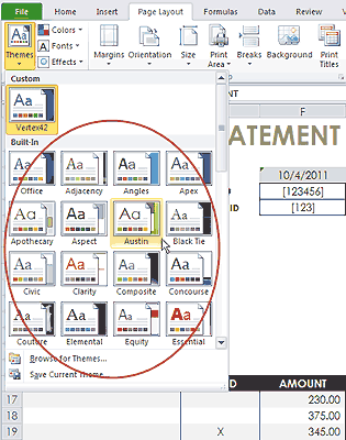 Theme Options in Excel 2010