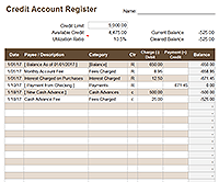 Thumbnail - Credit Account Register Template