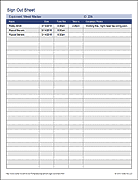 Equipment Sign Out Sheet