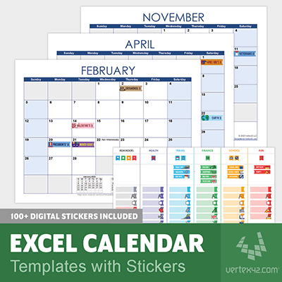 Excel Calendar Templates with Stickers