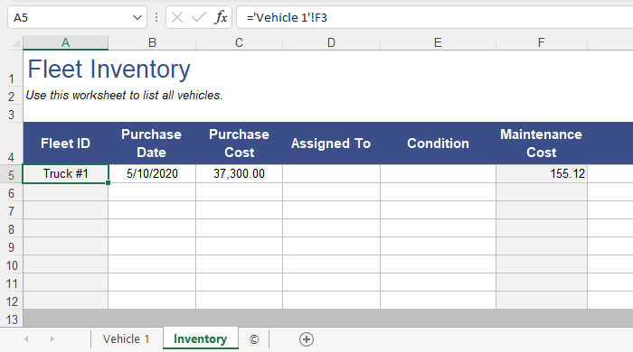 Fleet Inventory Worksheet