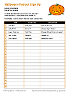 Halloween Potluck Sign Up Sheet