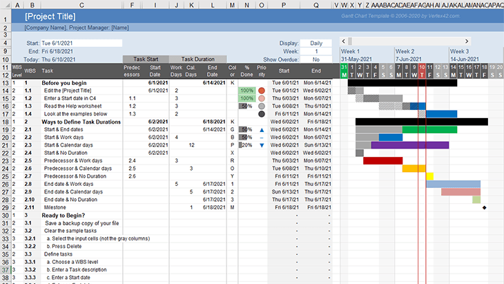 Gantt Chart Template Pro Version 5.0