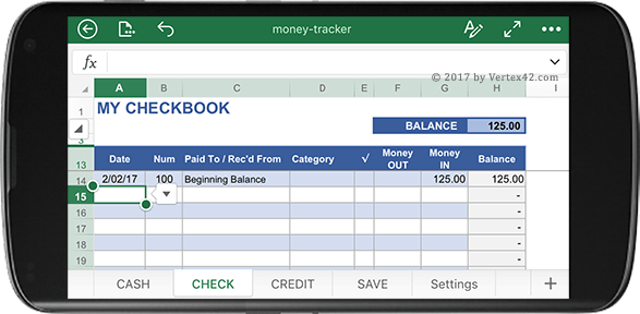 Money Tracker Spreadsheet for Excel on Your Phone