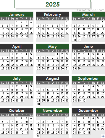 2025 Calendar