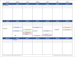 3-Week Calendar Template