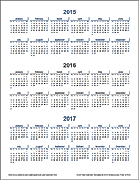 3 Year Calendar (Light Theme) - Portrait Orientation