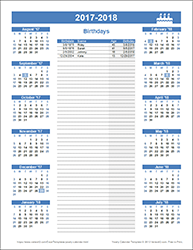 Birthday Calendar with Ages