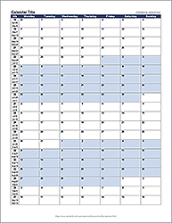 Continuous Monthly Calendar