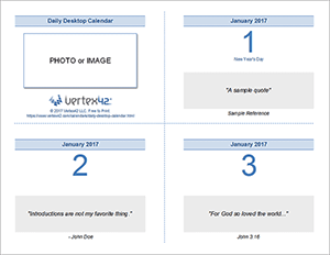 Printable Daily Desktop Calendar