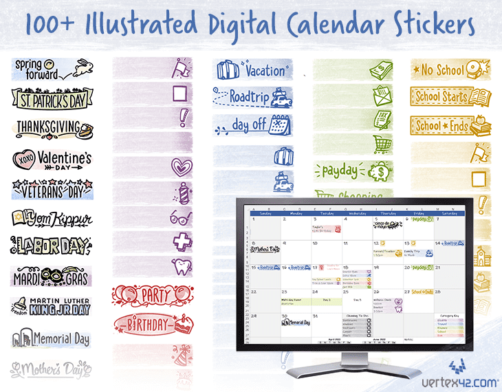 Digital Calendar and Planner Stickers from Etsy