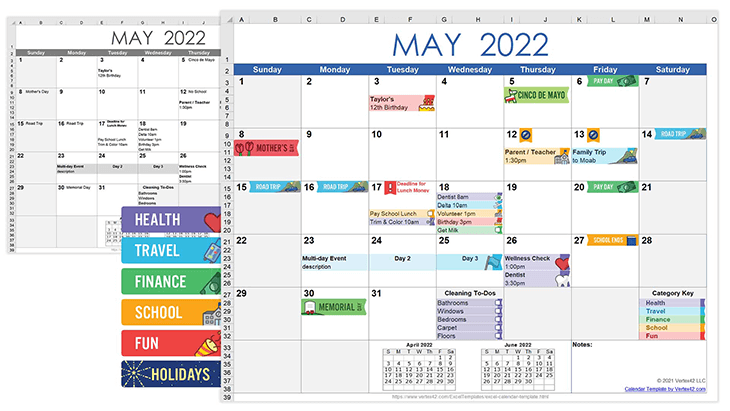 Digital Calendar Stickers for Excel