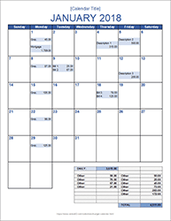 Monthly Budget Calendar