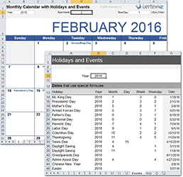 Monthly Calendar with Holidays