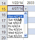 Easily select the current date in the check register