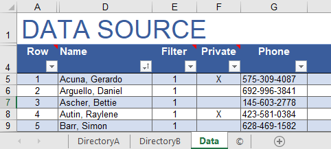 Data Worksheet for Phone List