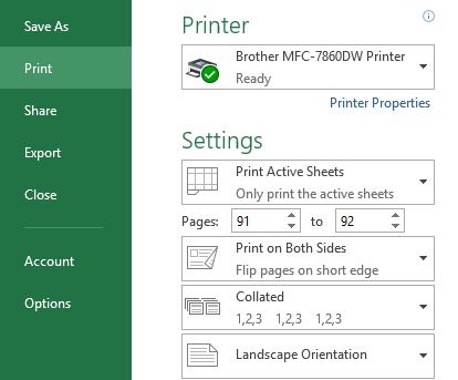 Settings for Printing Two-Sided