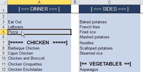 Easily edit meal lists