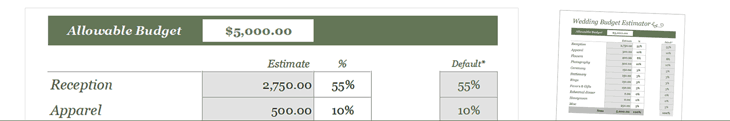 Wedding Budget Estimator Example