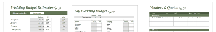 Wedding Planner Budget Templates