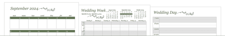 Wedding Planner Scheduling Templates