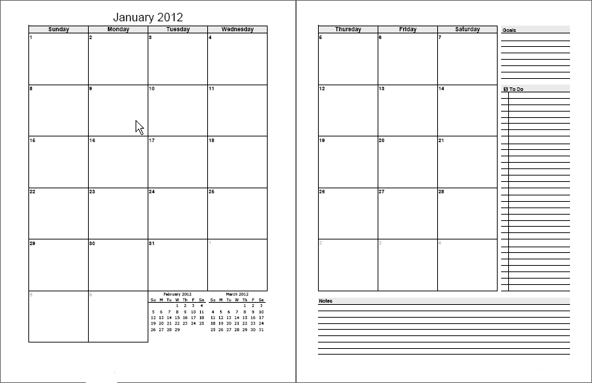 2-Page Monthly Planner