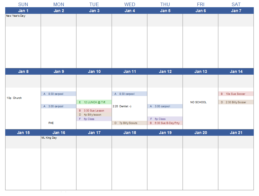 3-Week Calendar