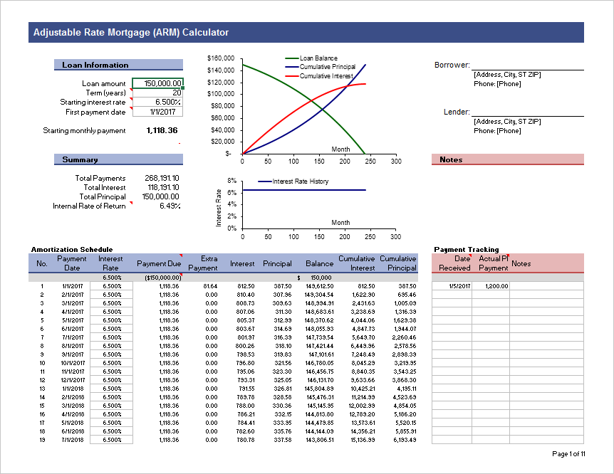 ARM Calculator with Payment Tracking