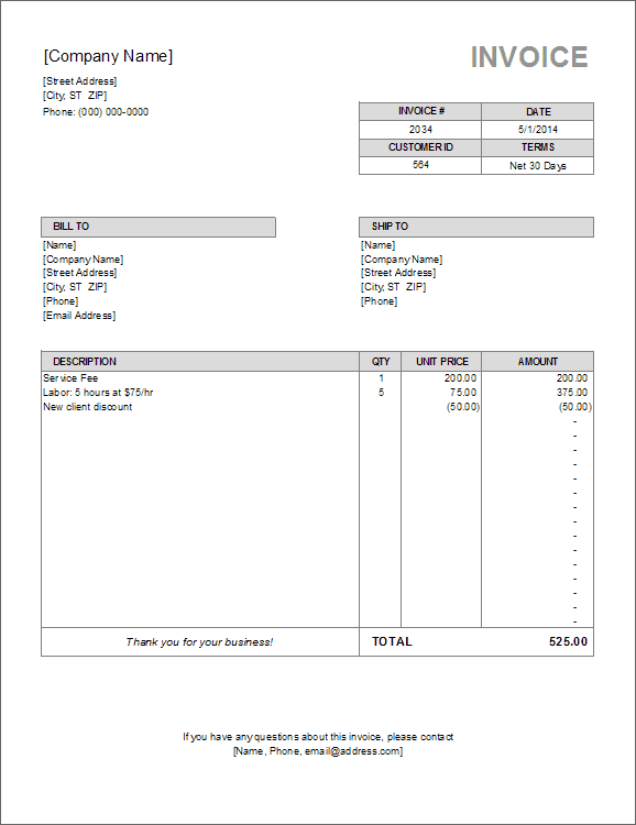 Billing Invoice Template