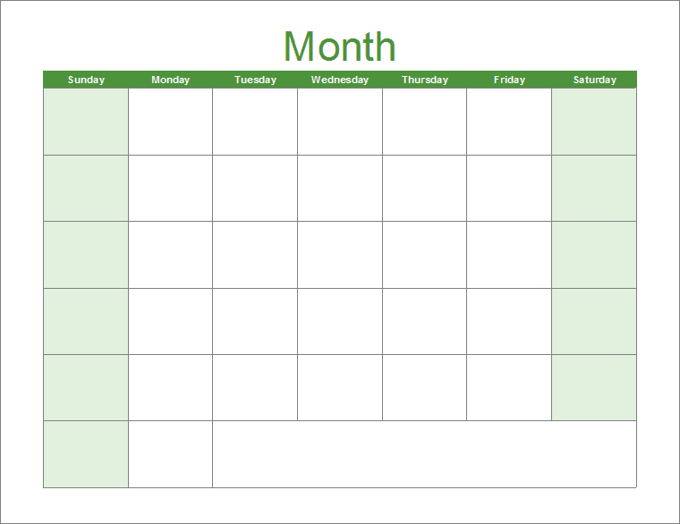 Blank Calendar Template