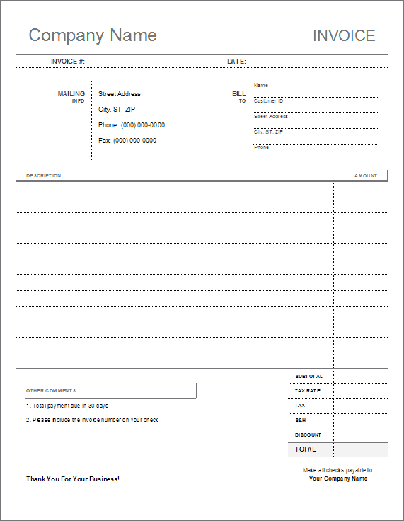 Blank Invoice Template