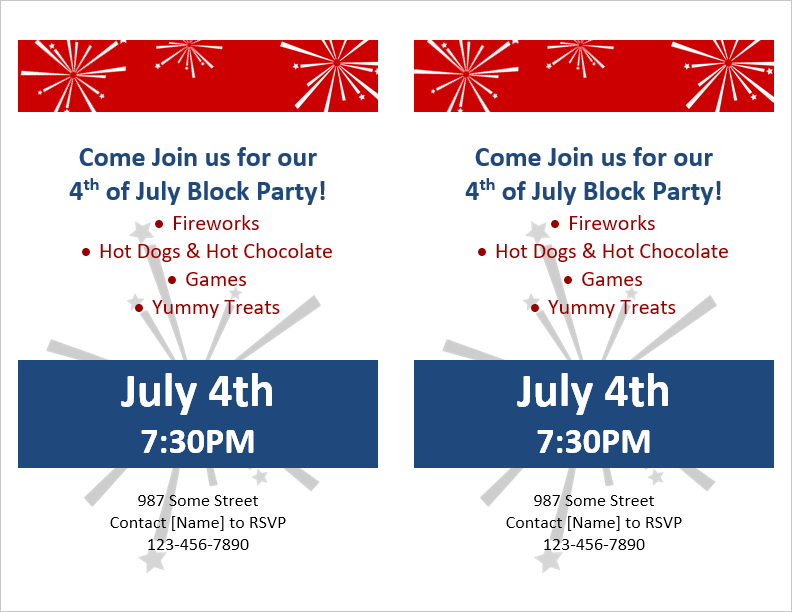 Block Party Flyer Template - 2 Per Page