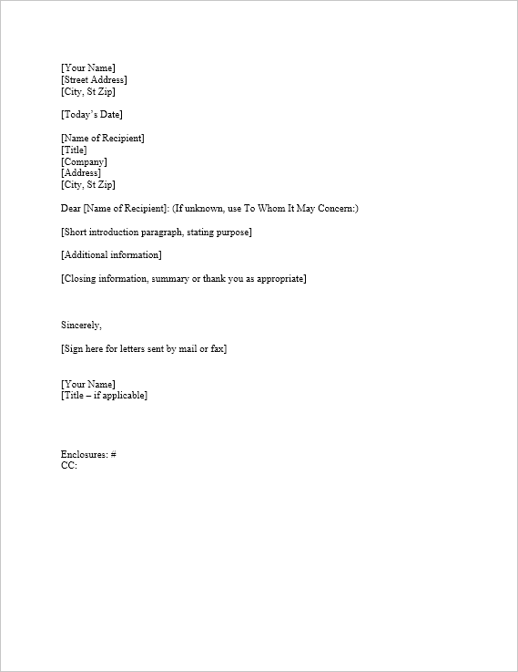 Business Letter Template