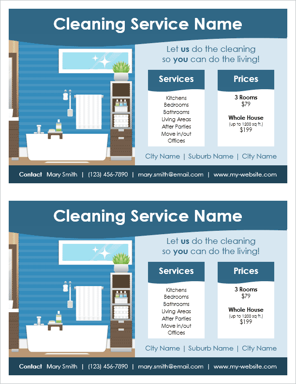 Cleaning Service Flyer Template - 2 Per Page