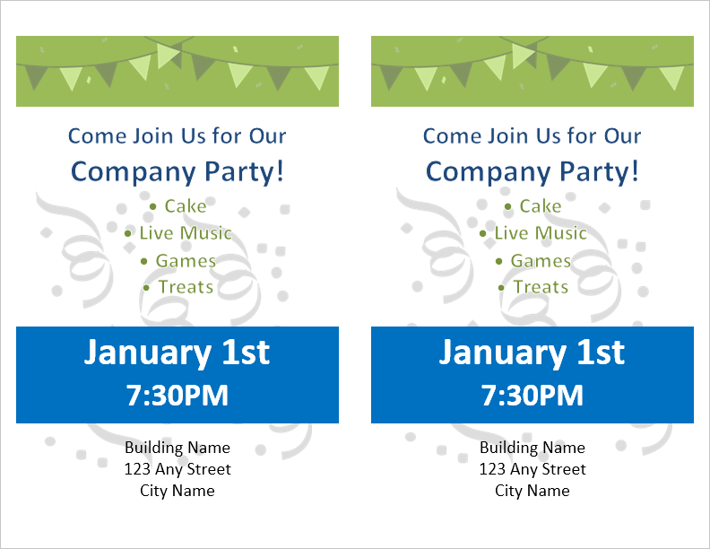 Company Party Flyer Template - 2 Per Page