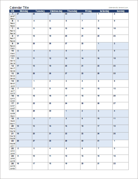 Continuous Monthly Calendar