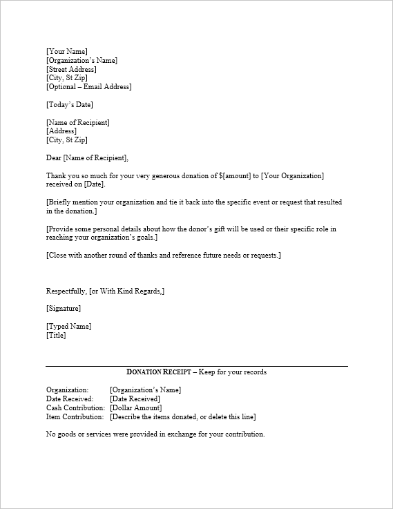 Donation Thank You Letter Template