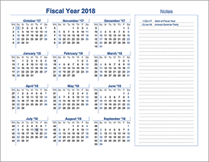 Fiscal Year Calendar Template