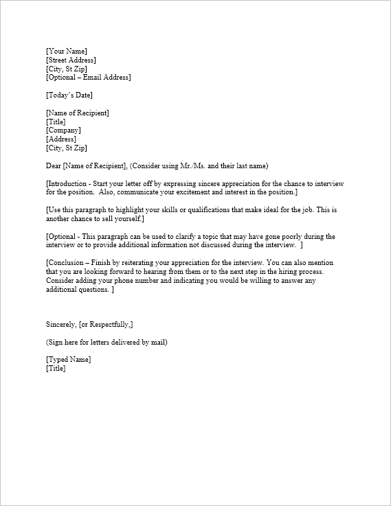 Interview Thank You Letter Template