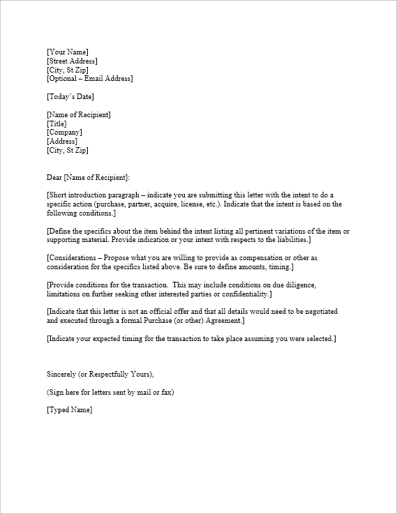 Letter of Intent Template