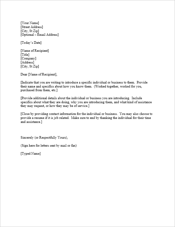 Letter of Introduction Template