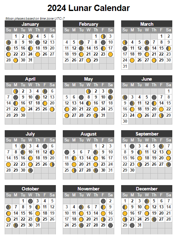 Lunar Calendar Template