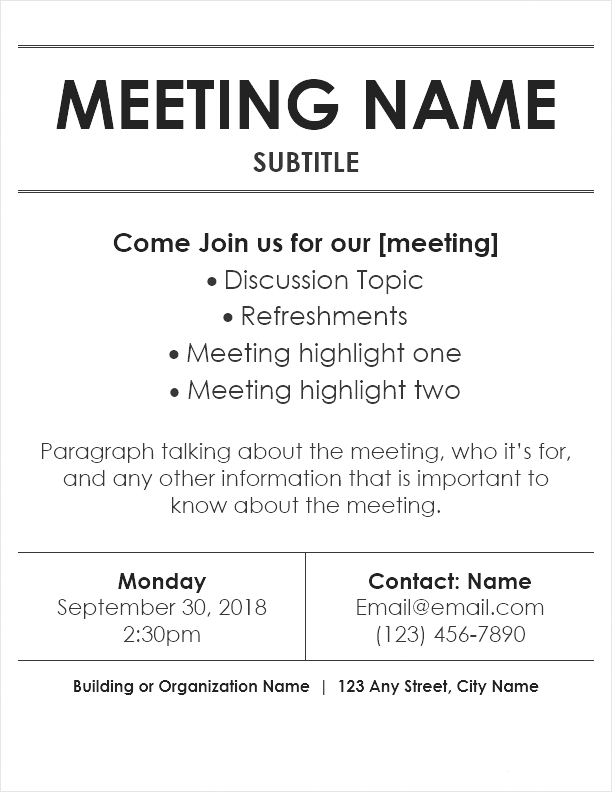 Meeting Flyer Template - Full Page