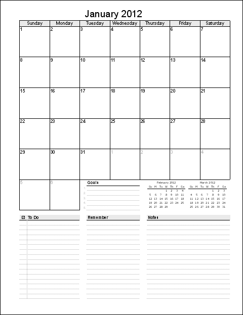 Printable Monthly Planner Template