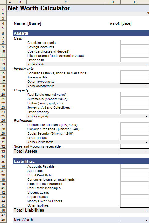 Net Worth Calculator