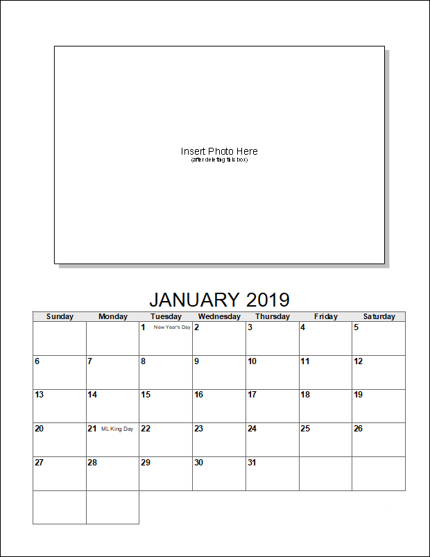 Photo Calendar Template