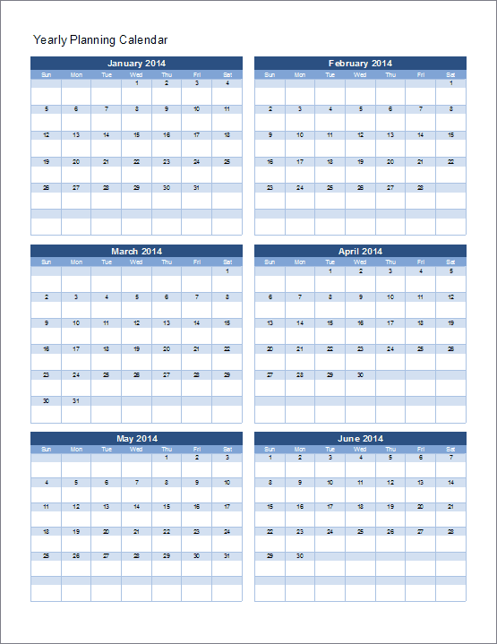 Planning Calendar Template