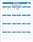 Birthday Calendar Template