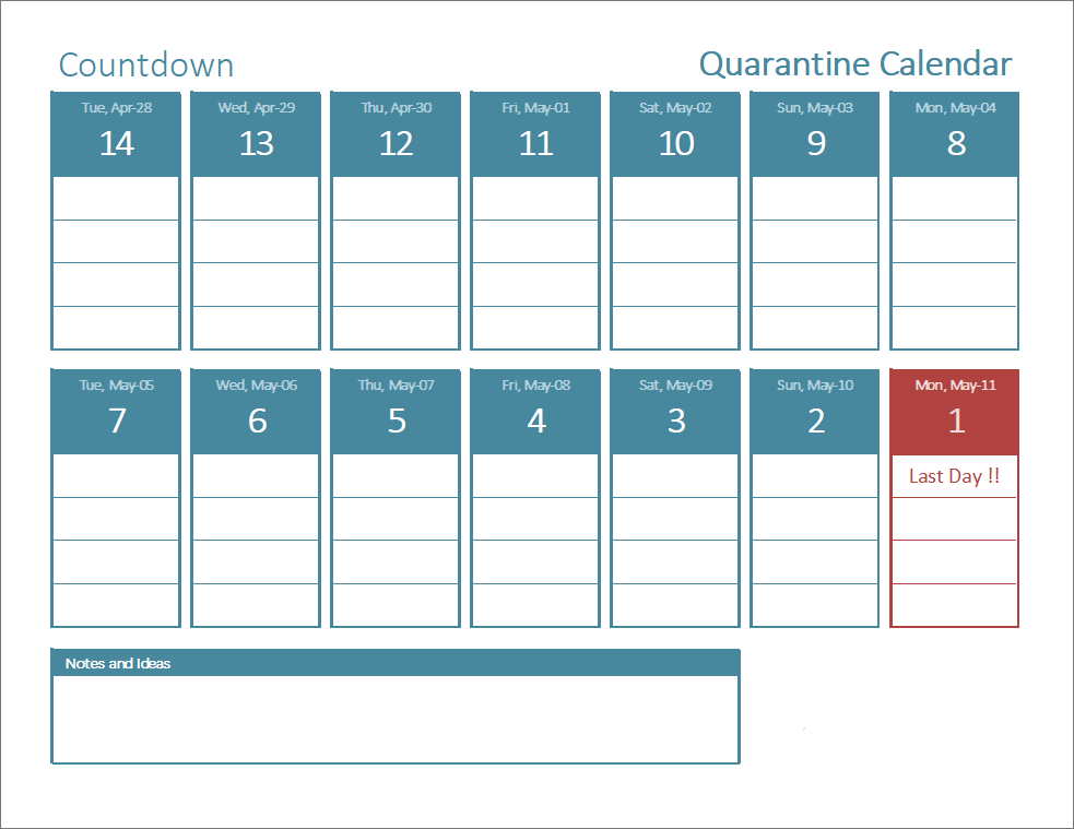 Quarantine Countdown Calendar