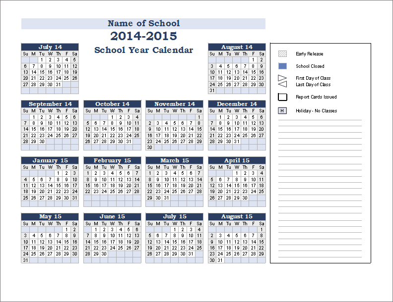 14-Month School Year Calendar